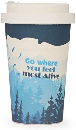 כדור הארץ ידידותי לסביבה במבוק סיבי סיבים ספל קפה לשימוש חוזר עם מכסה 400 מל מטפס כחול, בז '