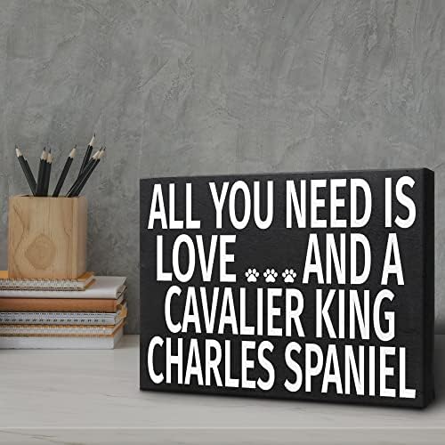 ג 'ניגמס קבלייר מלך צ' ארלס ספנייל כלב עץ סימן ומתנה, קבלייר מלך צ ' ארלס ספנייל דקור, תוצרת ארהב