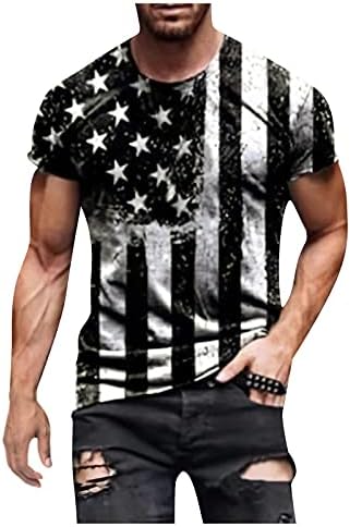 חייל שרוול קצר לגברים דגל אמריקאי פלוס חולצת טריקו בגודל רטרו רטרו פטריוטי אימון שרירי אימון אתלטיקה טי צמרת