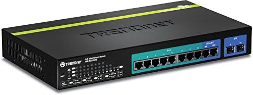 Trendnet 8-Port Gigabit Poe+ ו- 2-Port Gigabit Ethernet מתג חכם Web עם 2 משבצות SFP משותפות, הניתן להתקנה, TPE-1020WS