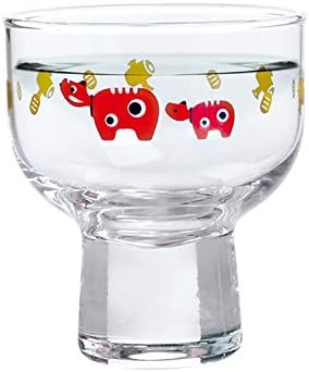 東洋 佐々 木 ガラス Toyo Sasaki Glass 00300-J404 כוס סאקה יפנית, כוס סאקה, אנגימונו, כוס, דפוס בקו אדום,