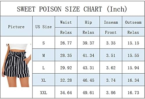 רעל מתוק נשים מכנסי קשת קצרים לקיץ למכנסיים קצרים במותניים מזדמנים חוף חוף צט S-2XL）