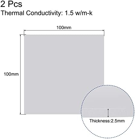 רפידות סיליקון מוליכות חום מוליכות 100 על 100 על 3.5 מ מ 1.5 וואט לרכיבים מילוי פער חבילה אפורה של 2
