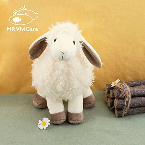 מר ויויקאר 8.5& 34; מתרפק לבן / קרם כבשים ממולא בעלי חיים עבור בנים ובנות,רך ומקסים ממולא כבש בפלאש צעצועי
