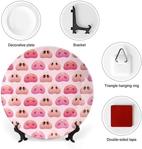 חזירים חמודים אמים צלחות קרמיקה עגולות של צלחות דקורטיביות עם עמדת תצוגה לעיצוב חתונה במשרד הביתי