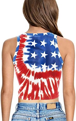 חולצה 4 ביולי חולצה גופיות לנשים דגל אמריקאי קיץ קיץ חולצה חסרת שרוולים כוכבים פסים גופיות ריצה של