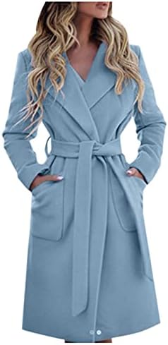 סריו נשים מעיל אפונה קלאסי דש מעיל טרנץ 'אורך שרוול ארוך עם חגורה עם חגורה