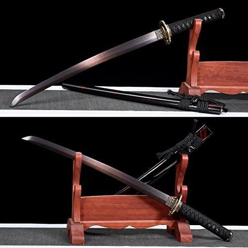 ZGLQ DAMASCUS 1060/1095 T10 פלדת פחמן גבוהה, חום מעשה חום מזג יד מלאה חרב סמוראית מסורתית, קטנה יפנית