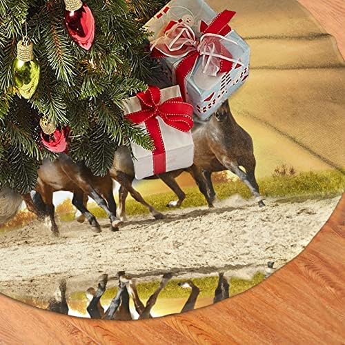 חצאית עץ חג המולד סוס חג המולד חצאית עץ קטיפה 48 אינץ 'תחרה לקישוט חג המולד