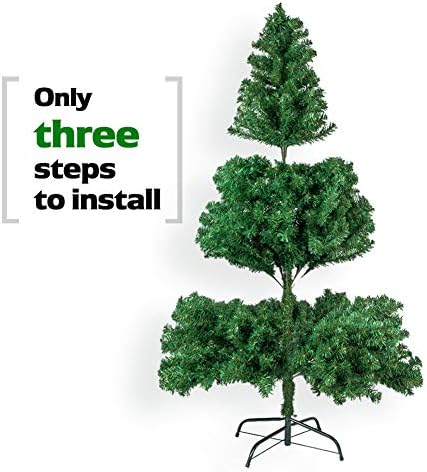 CYAYQ 8ft עץ חג המולד ירוק פרימיום צירים צירים, עם רגלי מתכת מוצקות 1138 טיפים עץ חג המולד לחנויות