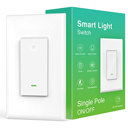 Ghome Smart Switch, 2.4GHz Wi-Fi מתג תאורה תואם ל- Alexa, Google Home, חוט ניטרלי חובה, יחיד-קוט