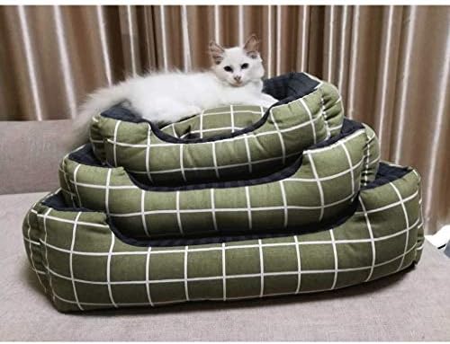 מיטת כלבים אורטופדית של Mmawn Green, כרית שפה מרופדת כותנה נוחה במיוחד וכרית שפה וחתול לא מגרש.