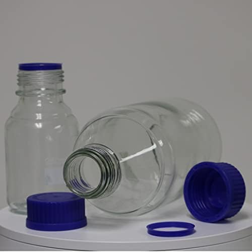 בקבוקי אחסון מדיה עגולים מזכוכית 500 מיליליטר עם מכסה בורג גל45, זכוכית בורוסיליקט, חובה כבדה, קרטר סירנטיפי