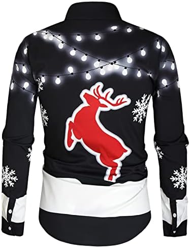 חולצות חג מולד xxbr לגברים, מצחיק 3D חג המולד סנטה קלאוס חתול מודפס צמרות שרוול ארוך כפתור למטה חולצה