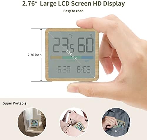 Doubao LCD לשעון דיגיטלי מד לחות מדחום מקורה