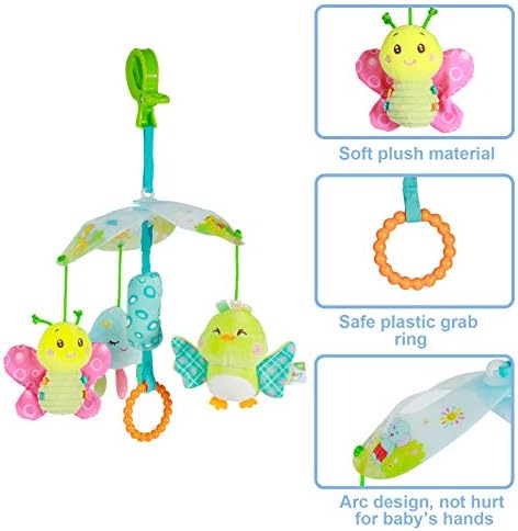 טיולון פונסלנד צעצוע וצעצוע מושב לרכב לתינוקות תלויים בקליפ צעצוע של רעשן על צעצוע לעגלת עריסה.