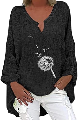 Camiseta Manga Larga Color Liso Para Mujer Túnica Ocio Blusa Cómoda Cuello en v Camiseta Sin Mangas algodón