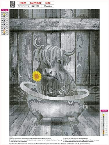 MXJSUA פרה בועת אמבט אמבטיה ערכות ציור יהלומים למבוגרים מתחילים, ערכת אמנות יהלום 5D של בעלי חיים, DIY