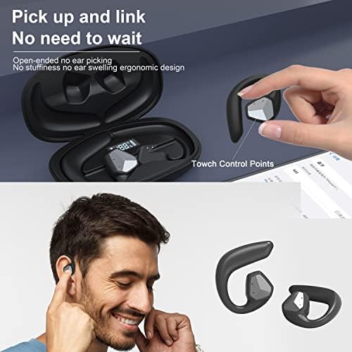 אנמיסון אוזניות אוזניים פתוחות Bluetooth 5.2 אוזניות אלחוטיות לאנדרואיד ואייפון, אוזניות אוזניים פתוחות