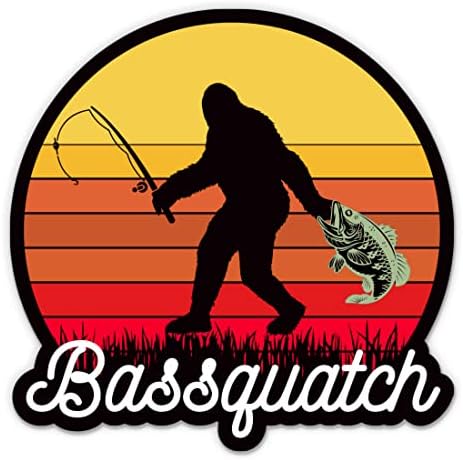 מדבקה של Bigfoot BassQuatch - מדבקת מחשב נייד בגודל 5 - ויניל אטום למים לרכב, טלפון, בקבוק מים - מדבקות דיג