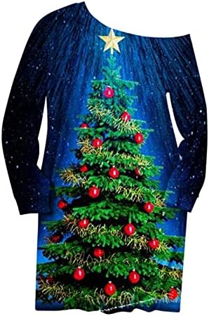 סווטשירט של עץ חג המולד סווטשירט צבע ישר וייחודי מעל כתף שרוול ארוך סוודר הדפס סוודר חולצות