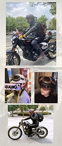 וולג ' יי בציר עור אופנוע רטרו חצי קסדת גברים נשים למבוגרים עבור קטנוע אופני קרוזר עם משקפי