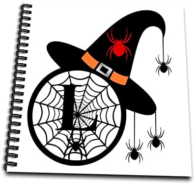 3drose מונוגרמה L Halloween מכשפה כובע עכבישים ואינטרנט - ספרי רישום