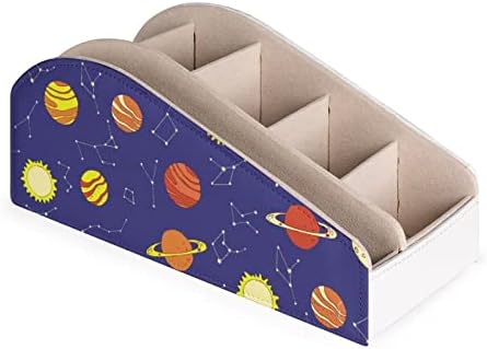 כוכבי לכת וקונסטלציות מחזיק בשלט רחוק קופסת מארגן עור PU עם 6 תאים קופסת אחסון לחדר שינה בסלון
