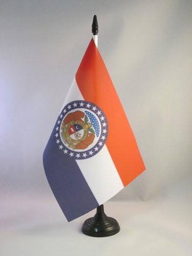 דגל AZ דגל מיזורי דגל שולחן 5 '' x 8 '' - ארהב מדינת מיזורי דגל שולחן כדאי 21 x 14 סמ - מקל פלסטיק