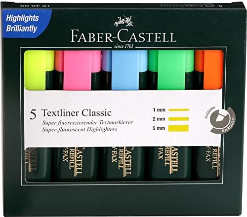 פאבר קסטל פאבר קסטל טקסטינר, חבילת צבעים מגוונת של 5 צבעים צבעוניים