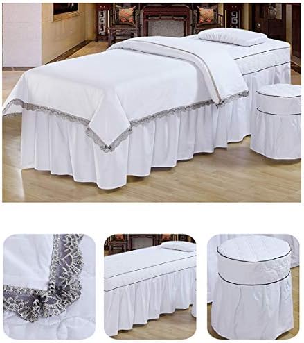 כיסוי מיטת יופי תחרה כותנה, יריעת שולחן מעסה מפוארת 4 חלקים מכסה מיטות מיטות עם חור מנוחה פנים