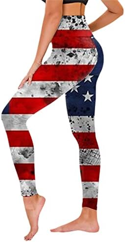 ארהב 4 ביולי חותלות לנשים אמריקאיות דגל אמריקה חמאה חמאת מותניים רכה מכנסי יוגה אימון אימון ריצה עיצוב לנשים
