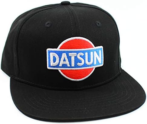 דאטסון בייסבול כובע - סגנון שטוח שוליים-הצמד חזרה-שחור כובע