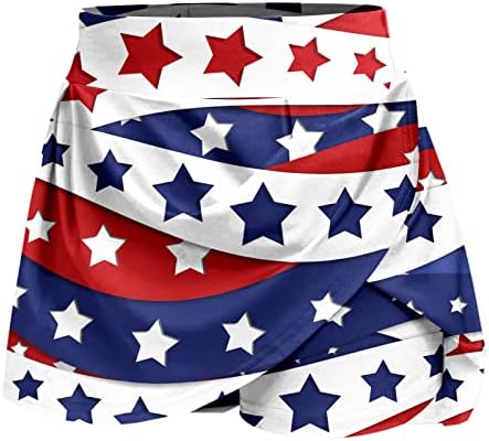 4 ביולי אמריקה חצאיות טניס דגל אמריקה עם מכנסיים קצרים לנשים במותניים גבוהות קפלים גולף זורמים
