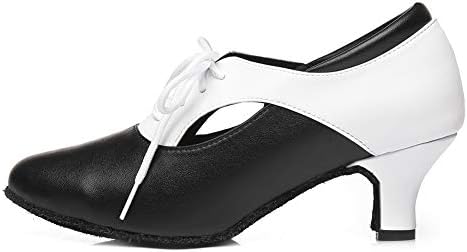 נעלי ריקוד לטיניות של היפוזוס לנשים עם סגירת תחרת סגורה עם אולם נשפים סלסה טנגו טנגו ריקוד נעליים בעקב נמוך,