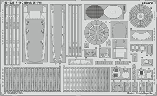 Eduard Edu491328 1/48 General Dynamics F-16C נלחם בלוק פלקון 25 חלקים חרוטים לחלקים של דגם פלסטיק