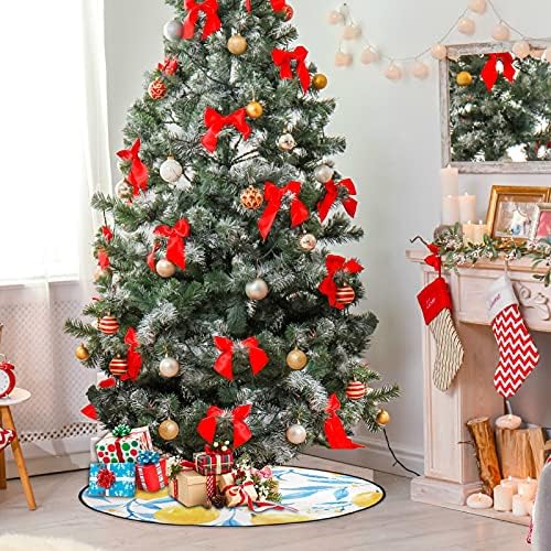 יפה בצבעי מים לימון עץ חג המולד מחצלת עץ אטום למים שטיח מחצלת מגש מתחת לעץ חג המולד אביזר לקישוט חג המולד אספקת