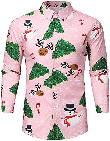 XXBR 2022 כפתור לחג המולד של גברים חדשים מטה חולצות צווארון צווארון עסקים חולצה מזדמנת תלבושות של מסיבת חג המולד