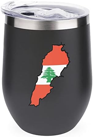 מפה של דגל לבנון ספל קפה ספל נירוסטה כוס משקה כוס עם מכסים לעיצוב מתנה ליום הולדת 12 גרם