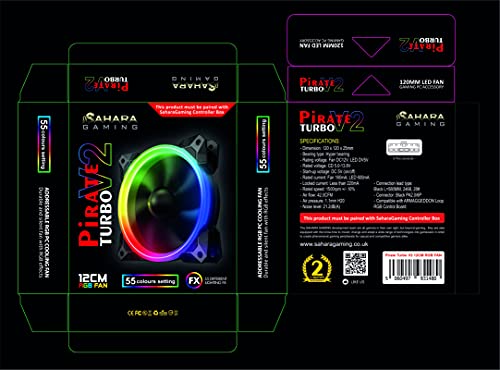 סהארה גיימינג פיראט טורבו 12 סמ אמיתי RGB מאוורר 5V & 6 סיכה פיראט טורבו v2