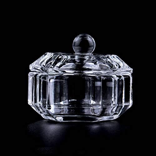 נייל אמנות מנומר מנות כוס עם מכסה זכוכית קריסטל קערת כוס עבור אקריליק נוזל אבקת סטיילינג כלי יצירתי זריז ומקצועי