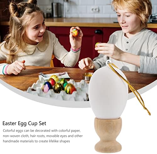 48 יחידות לא צבוע פסחא פסחא ביצת סט עץ ביצת כוס פסחא ביצה מחזיק ביצים עם עץ