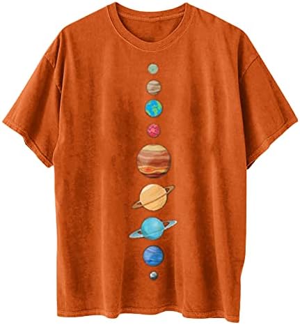 חולצות גרפיות וינטג 'לנשים 2023 חולצות טיול גדולות של קיץ עגול צוואר עגול טייז סאנה וירח סולבר חולצות