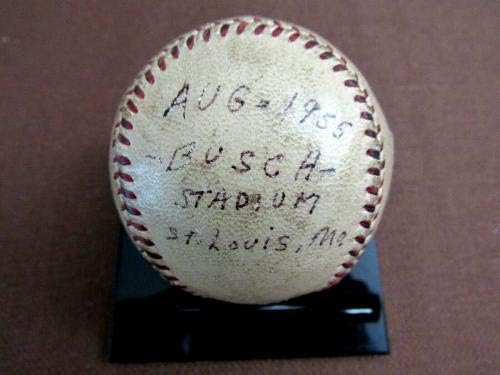 ג'וני מיז ענקי כרטיסי HOF חתום אוטומטי 1955 וורן ג'יילס גויד בייסבול JSA - משחק MLB השתמש בכדורי בייסבול