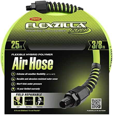 צינור אוויר Flexzilla Pro, 3/8 אינץ 'x 25 רגל, חובה כבדה, קל משקל, היברידי, זילאגרן - HFZP3825YW2