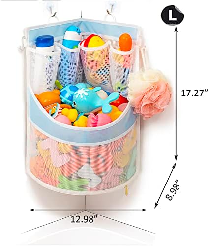 חומר אמבטיה צעצוע מחזיק למנוע כתמים ארוכים אמבטיה צעצוע אחסון צעצועי אמבטיה לילדים גילים 4-8 17 13 רשת