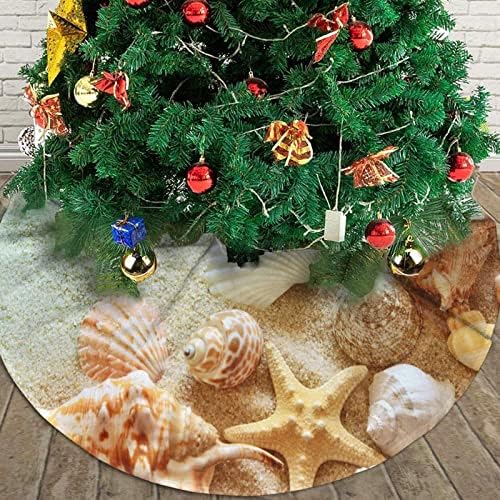 חצאית עץ חג המולד של חיות ים לחג המולד של מסיבות חג חג המולד עיצוב מחצלת עץ גדול, קיץ Seashell Beach Starfish