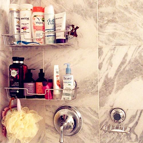 IPEGTOP 3IN1 כוס יניקה מקלחת מקלחת קיר אמבטיה מדף קיר + מחזיק צלחת סבון למקלחת שמפו גדולה מחזיק