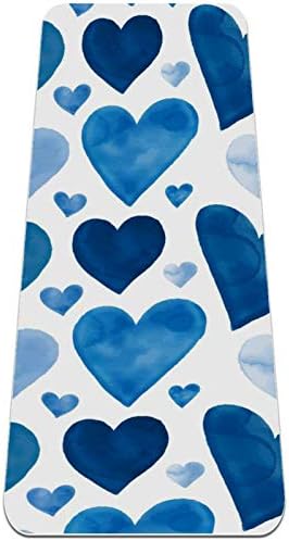 זיבזה בצבעי מים כחול אהבת לבבות דפוס פרימיום עבה יוגה מחצלת ידידותי לסביבה גומי בריאות & מגבר;