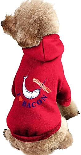 נרוואלה אני אוהב קפוצ'ונים של חיות מחמד של בייקון בגדי כלבים חמים רכים סוודר חיות מחמד עמיד עם כובע